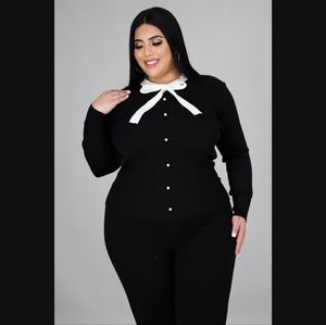 Bow Tie Cardigan Plus Size